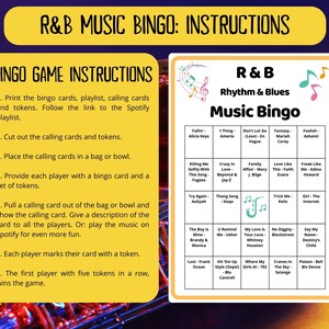 80 RnB Music Bingo cards - Rhythm and Blues - music games - team building game - class reunion bingo - family reunion bingo - Spotify playlist - RnB Soul Pop Songs - RnB bingo - pub crawl bingo - bar bingo - RnB songs bingo - soul music - printable
