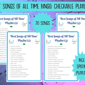 20 Best Songs of All Time Music Bingo cards - musical bingo - 50s 60s 70s 80s 90s 00s 10s music - team building games - Spotify playlist - family reunion bingo - sing-a-long - songs of the decade - boom box - bingo game - bar games - coworker bingo