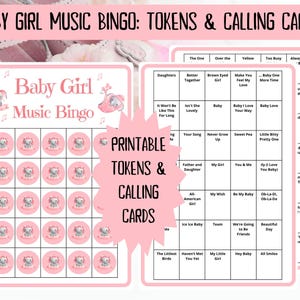 40 Baby Girl Music Bingo cards - music bingo - baby shower bingo - virtual baby games - baby trivia - baby shower jeopardy - Spotify playlist - musical bingo - girl baby shower - virtual baby shower - baby shower activity - gender reveal games pink
