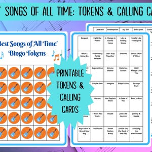 20 Best Songs of All Time Music Bingo cards - musical bingo - 50s 60s 70s 80s 90s 00s 10s music - team building games - Spotify playlist - family reunion bingo - sing-a-long - songs of the decade - boom box - bingo game - bar games - coworker bingo
