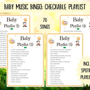 100 Baby Music Bingo cards - musical bingo - baby shower bingo - virtual baby shower - baby girl bingo - baby boy bingo - Spotify playlist - baby sprinkle bingo - cowboy western baby shower activity - baby family feud - baby songs bingo - jeopardy