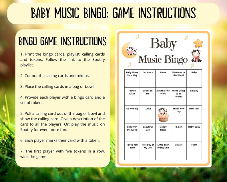 100 Baby Music Bingo cards - musical bingo - baby shower bingo - virtual baby shower - baby girl bingo - baby boy bingo - Spotify playlist - baby sprinkle bingo - cowboy western baby shower activity - baby family feud - baby songs bingo - jeopardy