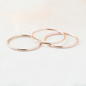 ROSE Gold Stacking Rings Set. THREE Smooth 14k Gold Filled - Etsy