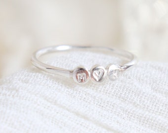 Personalized Name Drops Ring. Custom Initial / Letter Ring. Stackable Name Band. SILVER, GOLD or ROSE gold filled. rose gold ring. 1.3mm.