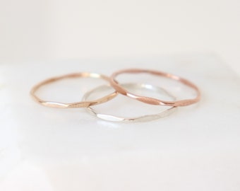 gold, rose or silver stacking ring. ONE hammered stackable ring. gold filled or sterling silver stack ring. minimalist ring. dainty ring.