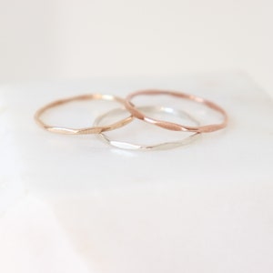 gold, rose or silver stacking ring. ONE hammered stackable ring. gold filled or sterling silver stack ring. minimalist ring. dainty ring.