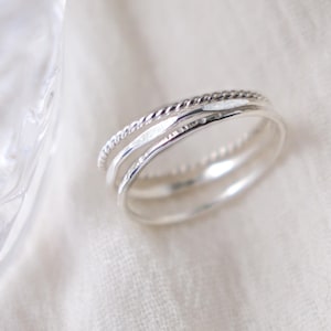 sterling SILVER stackable bands. set of THREE. smooth, dainty, thin stacking rings. skinny stack ring. knuckle midi rings. minimalist. 1mm