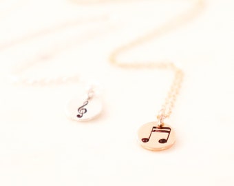music necklace. music note jewelry. treble clef eighth note pendant. 8th note 16th note charm necklace. Opus 76 String Quartet. Kansas City.