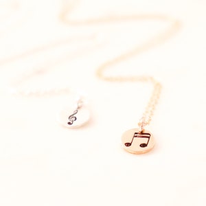 music necklace. music note jewelry. treble clef eighth note pendant. 8th note 16th note charm necklace. Opus 76 String Quartet. Kansas City. image 1