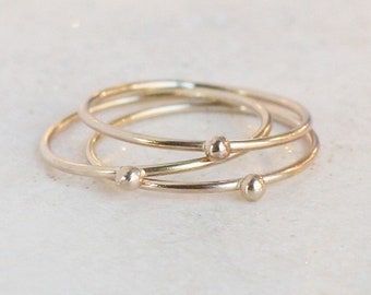 gold ring. SOLID 14k gold stacking band. ONE droplet ring. tiny gold ball ring. stacking ring. dainty gold stacking ring. modern gold ring.