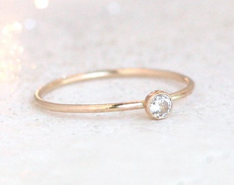 Birthstone ring. ONE stackable birthstone gemstone ring. | Etsy