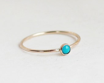 turquoise ring. birthstone stacking ring. mothers ring. ONE stackable ring. 14k gold filled. rose gold. sterling silver. mothers day gift.