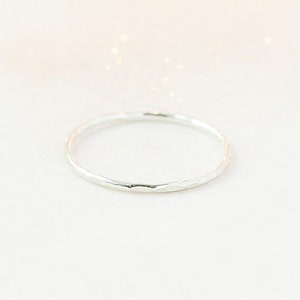 1mm Textured Sterling Silver Stacking Ring. PEBBLED Style. ONE Minimalist Hammered Stackable Band. 14k Gold Fill, Rose.