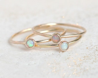 gold opal ring. birthstone ring. mothers ring. ONE dainty stackable ring. 14k gold filled. engagement ring. stacking ring. mothers day gift.