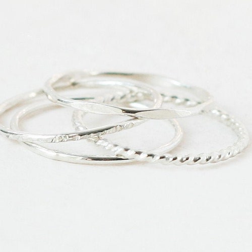 SILVER Stacking Rings. SET of Four Sterling Silver Rings. | Etsy