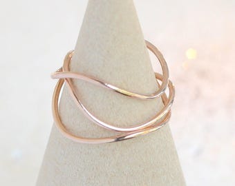 stacking ring set of three. GOLD, SILVER or ROSE gold. wavy ring. first knuckle ring. mid ring. midi ring. stack ring. thin dainty ring.