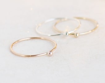 stackable ball droplet ring. ONE stacking ring. SILVER, or GOLD filled. rose gold. ball drop stacking ring. dainty minimalist stack ring.