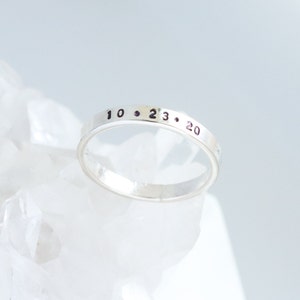 personalized date ring. custom sterling SILVER couples ring. wedding, anniversary band with name, initials, heart, infinity. mothers ring