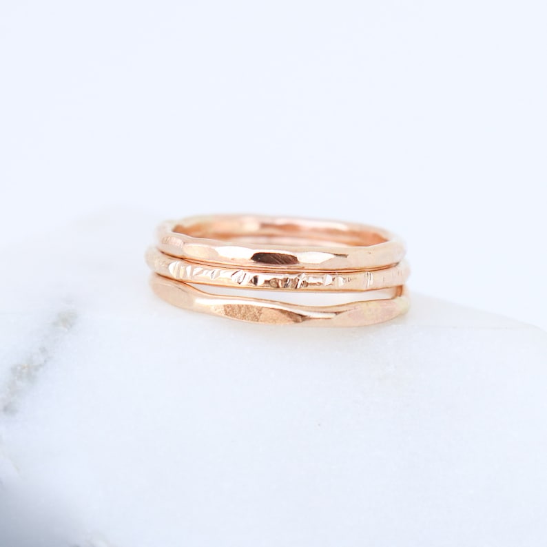 GOLD stackable ring. ONE chunky textured statement ring. 14k gold filled stacking ring. unique wedding band. travel wedding ring. 1.6mm image 4