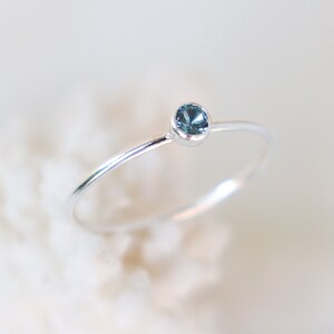 aquamarine ring. march birthstone ring. ONE stackable birthstone gemstone ring. sterling silver. mothers ring. stacking ring. silver ring.