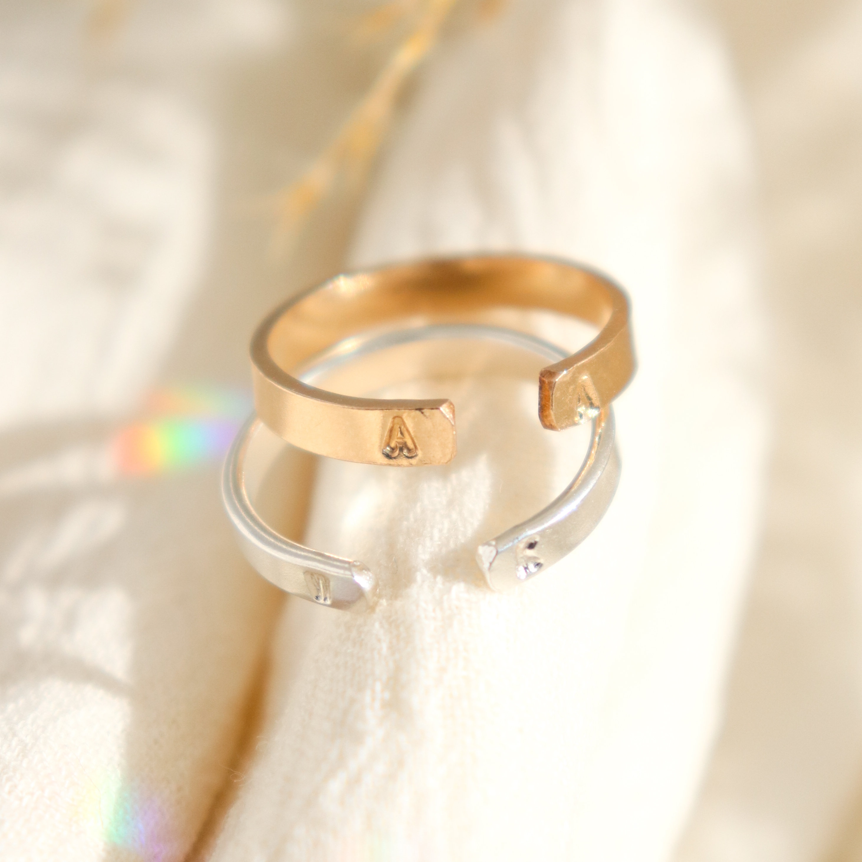 Personalized Stackable Name Ring Initial or Word Ring Cuff