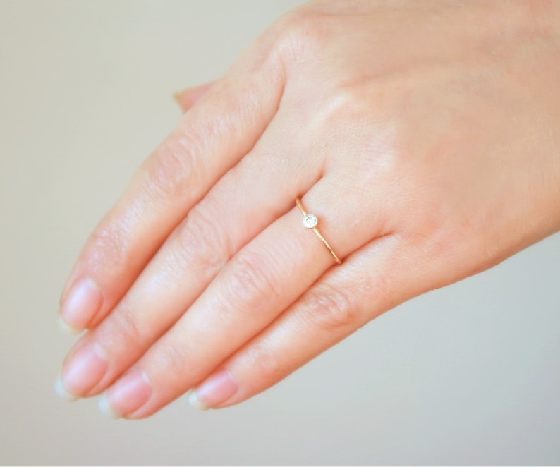 gold opal ring. birthstone ring. mothers ring. ONE dainty stackable ring. 14k gold filled. engagement ring. stacking ring. mothers day gift. image 2