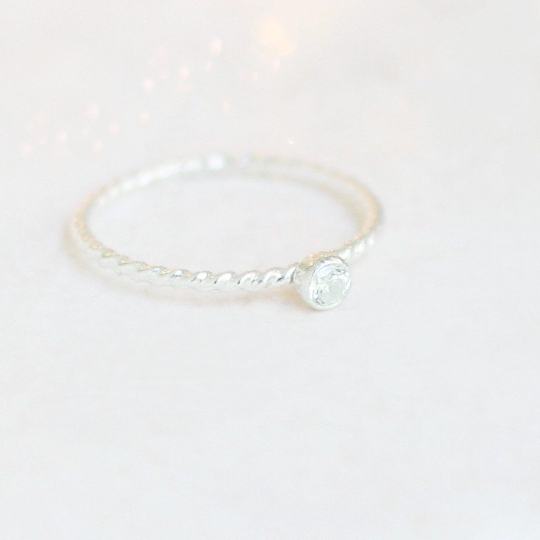 Stacking Ring. ONE Sterling Silver Stackable Gemstone Ring