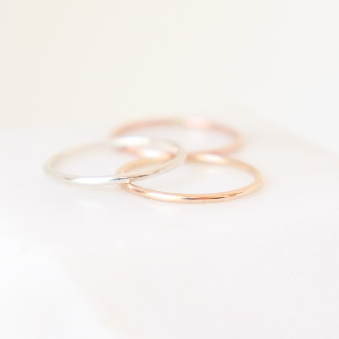 Stack Rings Minimalise Stacking Ring Band. ONE Minimalist Stack Ring. Smooth Dainty. Gold ...