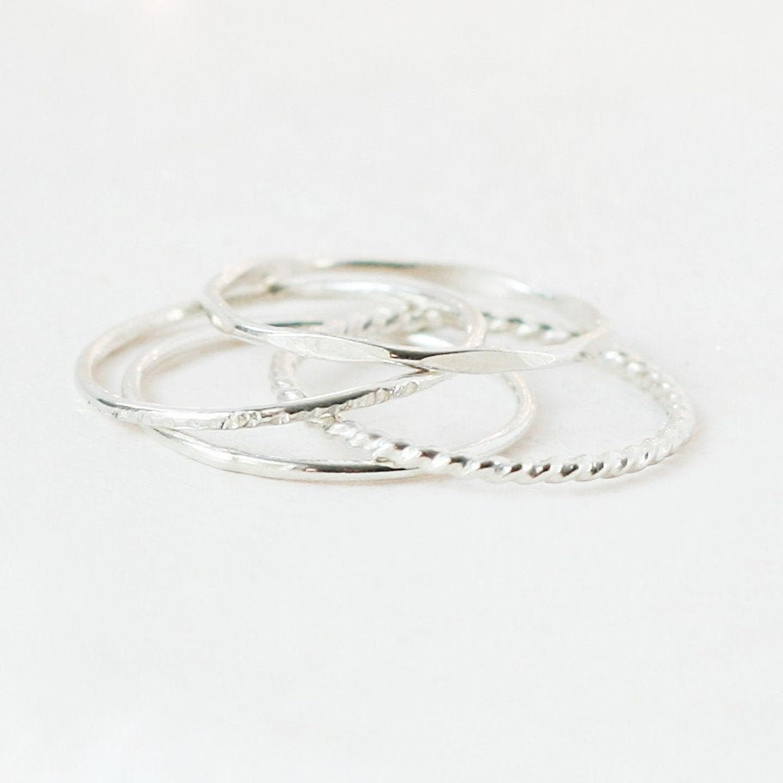 SILVER Stacking Rings. SET of Four Sterling Silver Rings. Etsy
