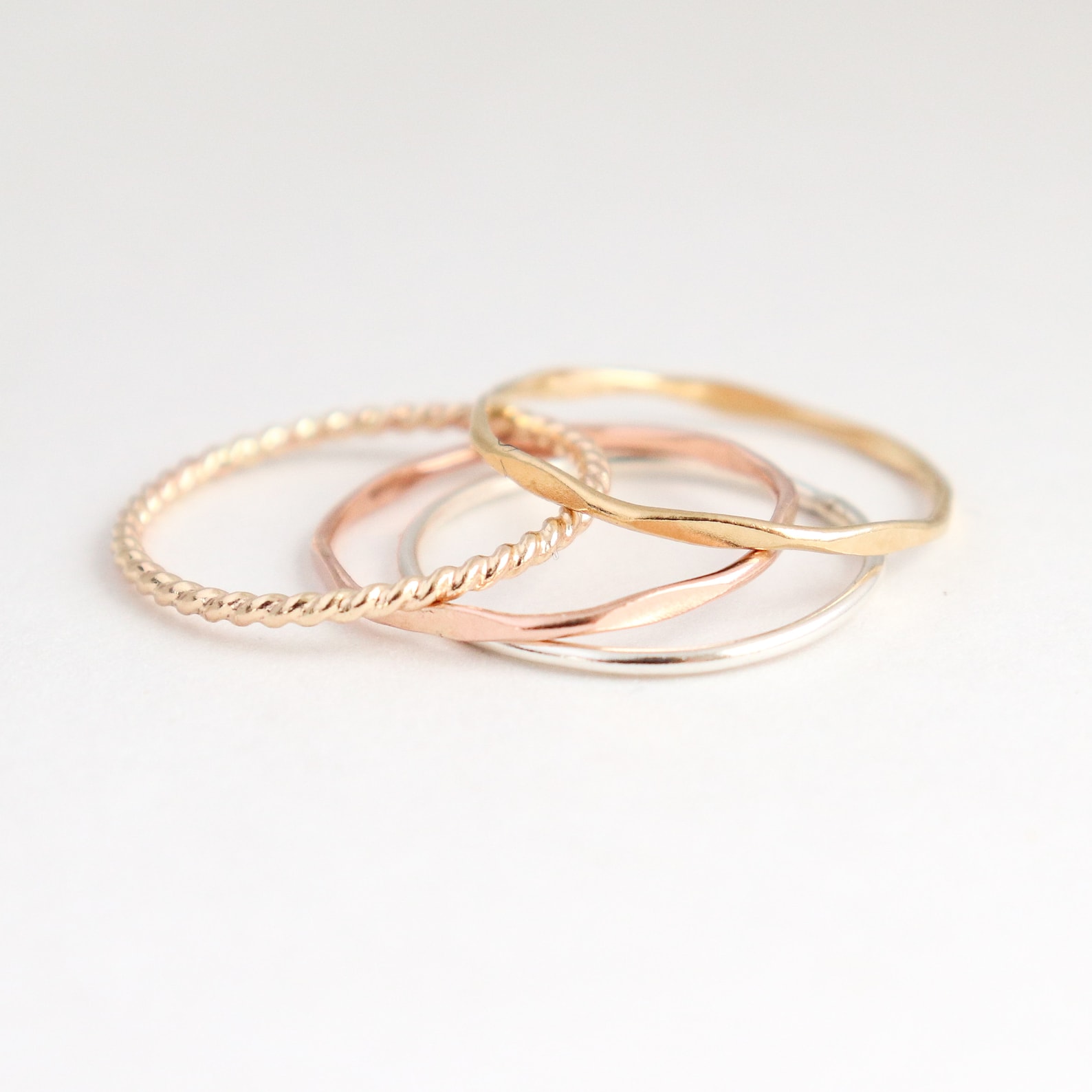 Stacking Ring Set. SILVER & GOLD Stacking Rings. FOUR Mixed Etsy