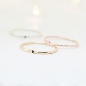 personalized initial ring. stack ring. letter ring. SILVER, GOLD or ROSE gold filled. sterling silver. minimalist ring. 1.3mm band. Yellow Gold Fill
