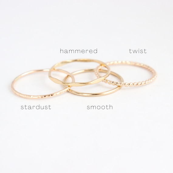 Jewellery Rings Stackable Rings Personalised Sterling Silver and Brass Pebble Stacking Ring Set 