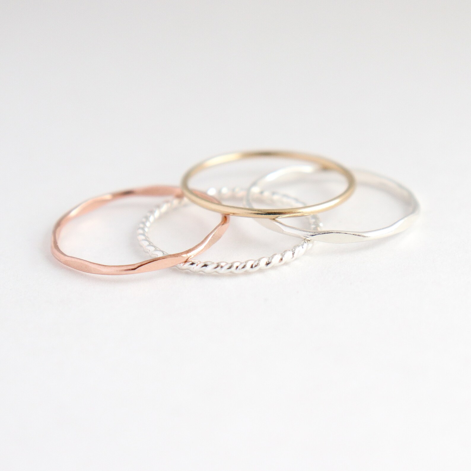 Stacking Ring Set. SILVER & GOLD Stacking Rings. FOUR Mixed Etsy