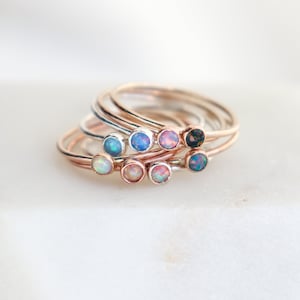 Opal Ring. Multi Color October Birthstone Ring. Stackable Gemstone Ring. Minimalist Engagement Ring. Promise Ring. Mothers Ring