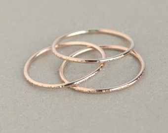 stack ring. SOLID 14k gold. sparkling stardust stacking band. ONE thin yellow gold stack ring. skinny stacking ring. stackable ring.