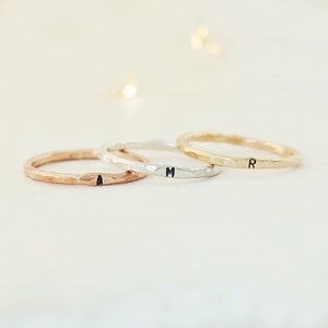 personalized ring. stackable name ring. letter ring. SILVER, GOLD or ROSE gold filled. sterling silver. minimalist mothers ring. 1.63 mm