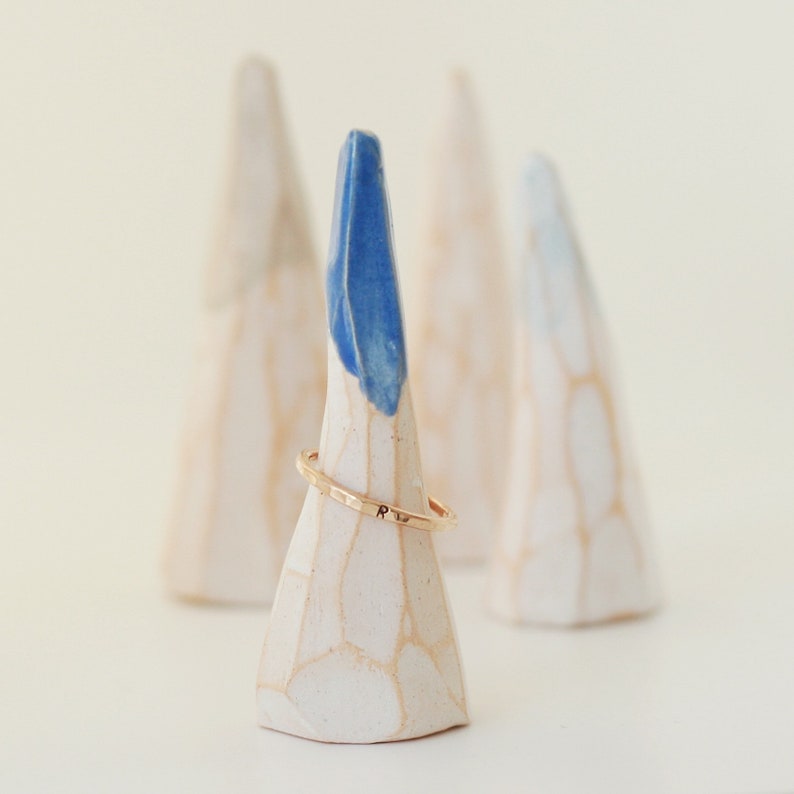 ring holder. ceramic ring cone. geometric mountain peak. ring dish. ring display. engagement idea. wedding ring holder. jewelry organization delphinium