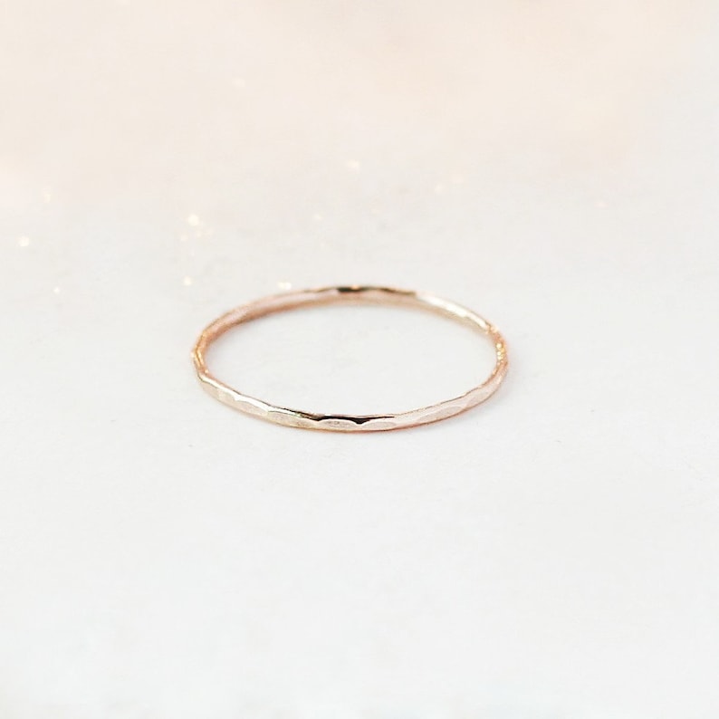 GOLD stacking ring. PEBBLED 14k gold filled band. ONE stackable gold ring band. wedding ring. minimalist stacking ring. gift for her. 14k Rose Fill