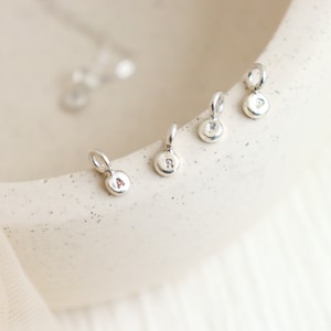 Single Droplet. Tiny Letter / Initial Charm. Personalized Best Friends Silver / Gold Disk. Minimalist Mother&#39;s Pendant. Add Charm. No Chain.