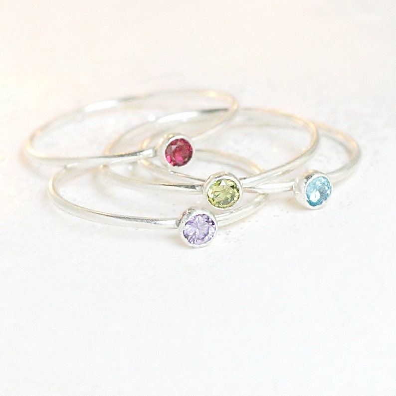 Stackable Birthstone Gemstone Ring 