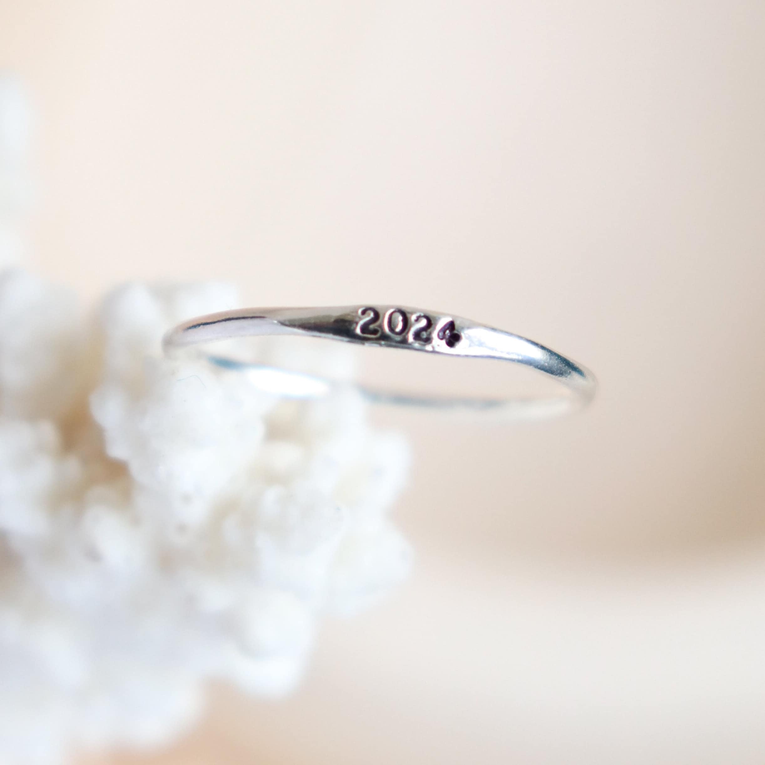 Personalized Graduation Year Ring. Stackable Class Ring. Letter Ring ...