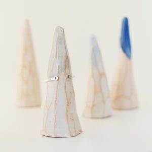 ring holder. ceramic ring cone. geometric mountain peak. ring dish. ring display. engagement idea. wedding ring holder. jewelry organization image 1