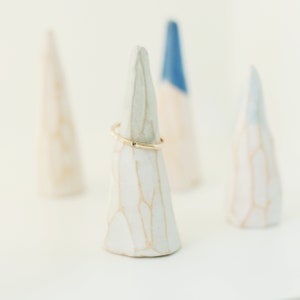 ring holder. ceramic ring cone. geometric mountain peak. ring dish. ring display. engagement idea. wedding ring holder. jewelry organization smoky fog