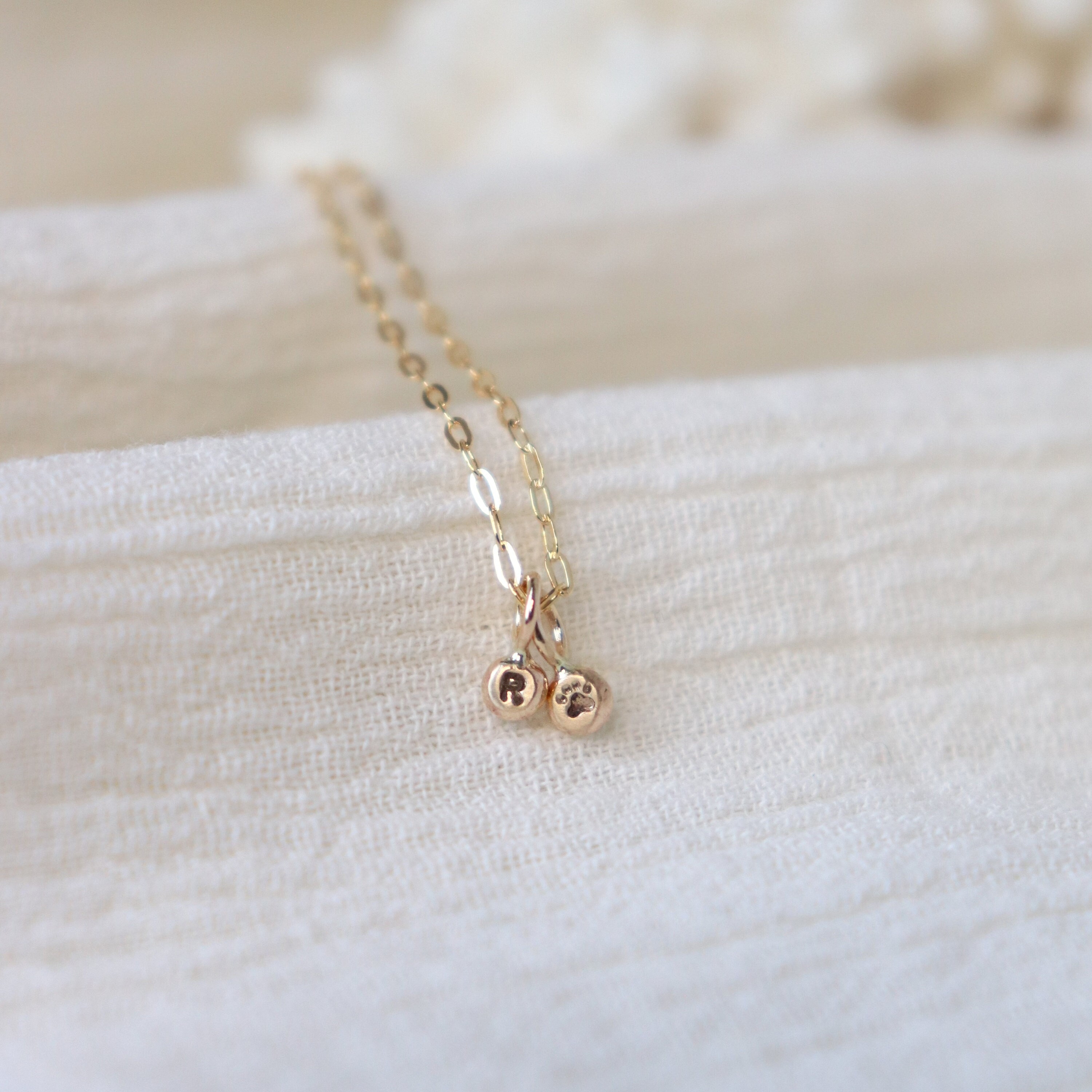 pet initial charm necklace. paw, letter or symbol. silver or gold pendant. personalized initial necklace. simple charm necklace. pet parent