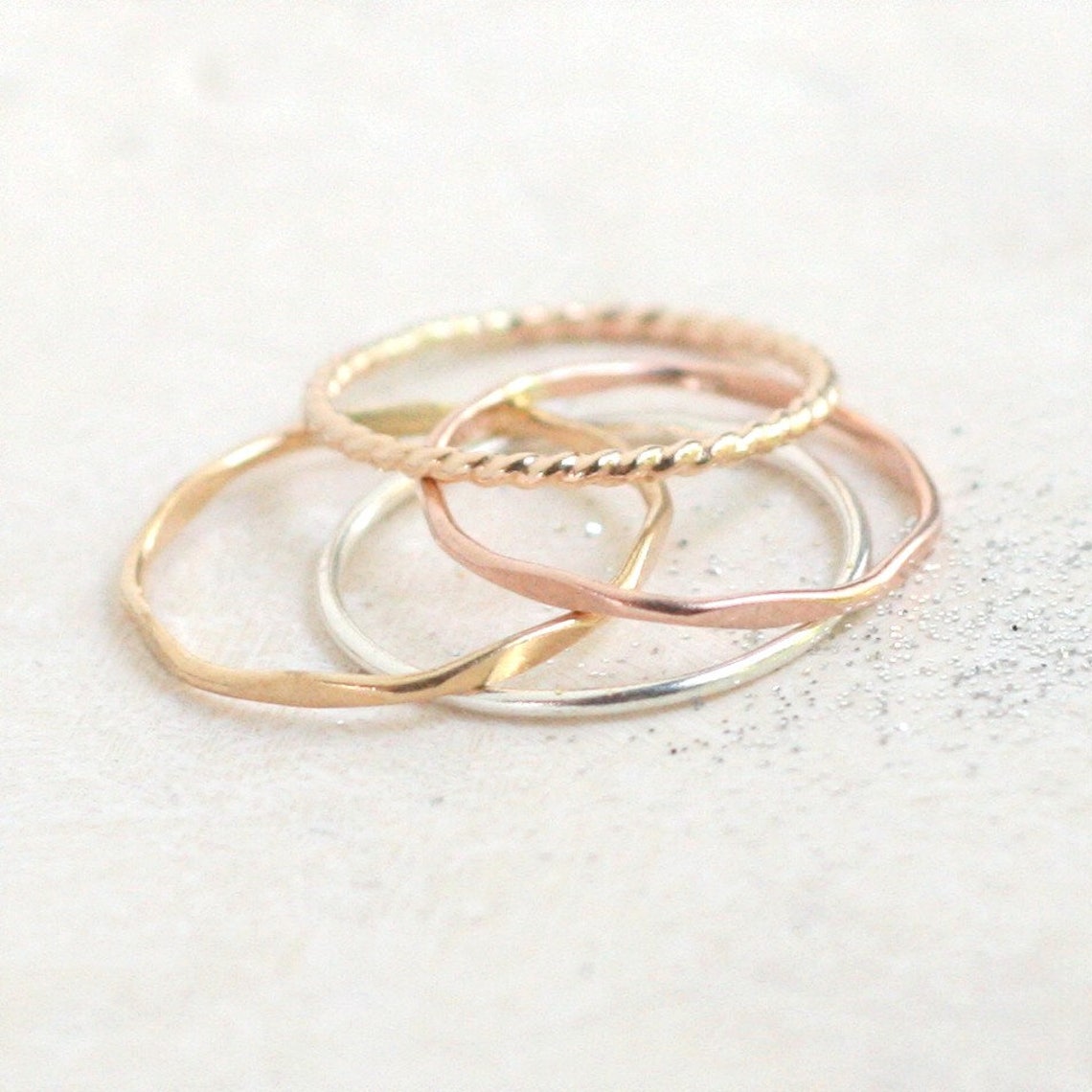 Stacking Ring Set. SILVER & GOLD Stacking Rings. FOUR Mixed Etsy