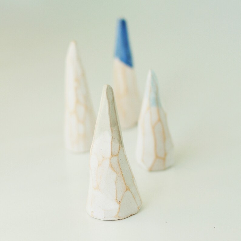 ring holder. ceramic ring cone. geometric mountain peak. ring dish. ring display. engagement idea. wedding ring holder. jewelry organization image 4