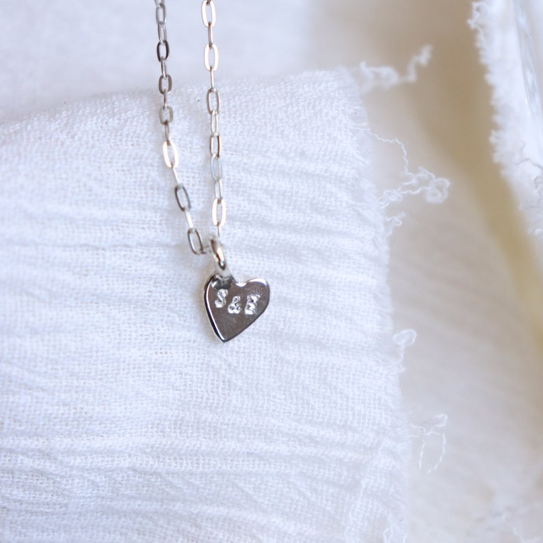 Personalized Heart Charm Necklace. custom letters couples initials charm. stamped letter necklace. sterling SILVER, GOLD fill, ROSE fill image 7