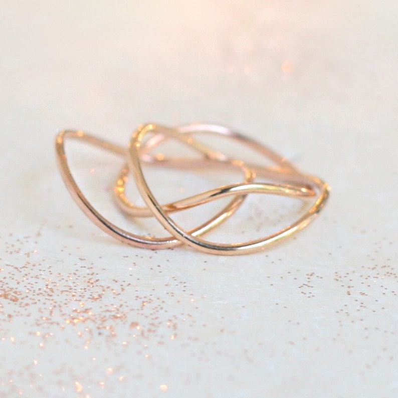 Stacking Ring Set of Three. GOLD SILVER or ROSE Gold. Wavy Etsy
