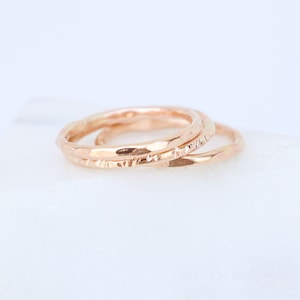 GOLD stackable ring. ONE chunky textured statement ring. 14k gold filled stacking ring. unique wedding band. travel wedding ring. 1.6mm image 2