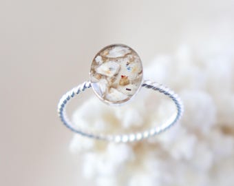 PET ashes cremation ring. silver, solid gold. custom dog / cat cremation ash remembrance keepsake gift for loved one, 8x10mm OVAL cabochon